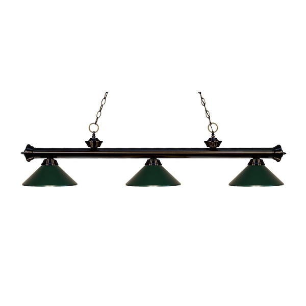 Z-Lite Riviera 3 Light Billiard Light, Bronze & Dark Green 200-3BRZ-MDG - main